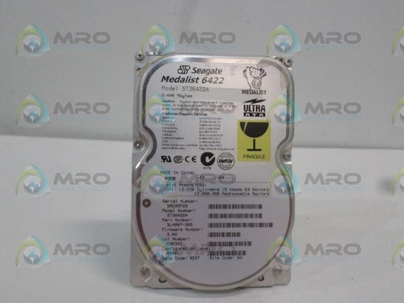 SEAGATE MEDALIST 6422 ST36422A 9L4007-305 HARD DRIVE 6.4GB UNMP