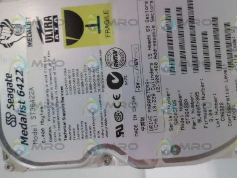 SEAGATE MEDALIST 6422 ST36422A 9L4007-305 HARD DRIVE 6.4GB UNMP