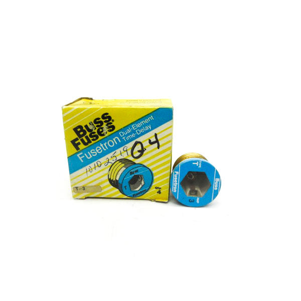 BUSSMANN T-3 125VAC 3A (PKG OF 4) (YL/BL) NSMP