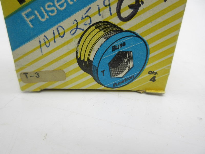 BUSSMANN T-3 125VAC 3A (PKG OF 4) (YL/BL) NSMP