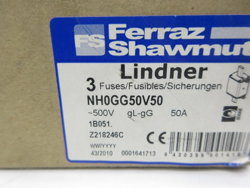 FERRAZ SHAWMUT NH0GG50V50 500V 50A (PKG OF 3) NSMP