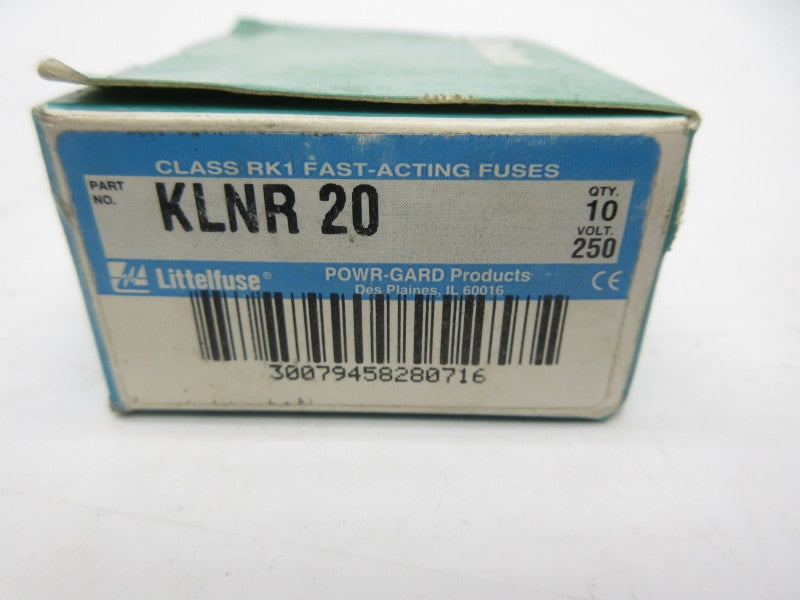 LITTELFUSE KLNR20 250VAC 20A (PKG OF 10) (GR/BL) NSMP