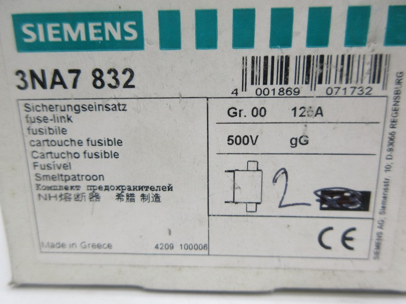 SIEMENS 3NA7832 500V 125A (PKG OF 2) NSMP