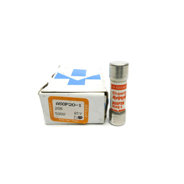 GOULD SHAWMUT A50P20-1 500VAC 20A (PKG OF 5) (WH/OR) NSMP