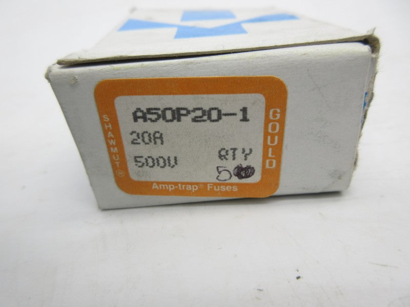 GOULD SHAWMUT A50P20-1 500VAC 20A (PKG OF 5) (WH/OR) NSMP