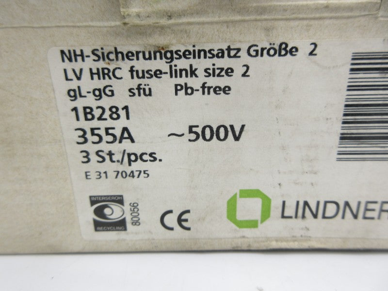 LINDNER NH2 1B281 500V 355A (PKG OF 3) NSMP