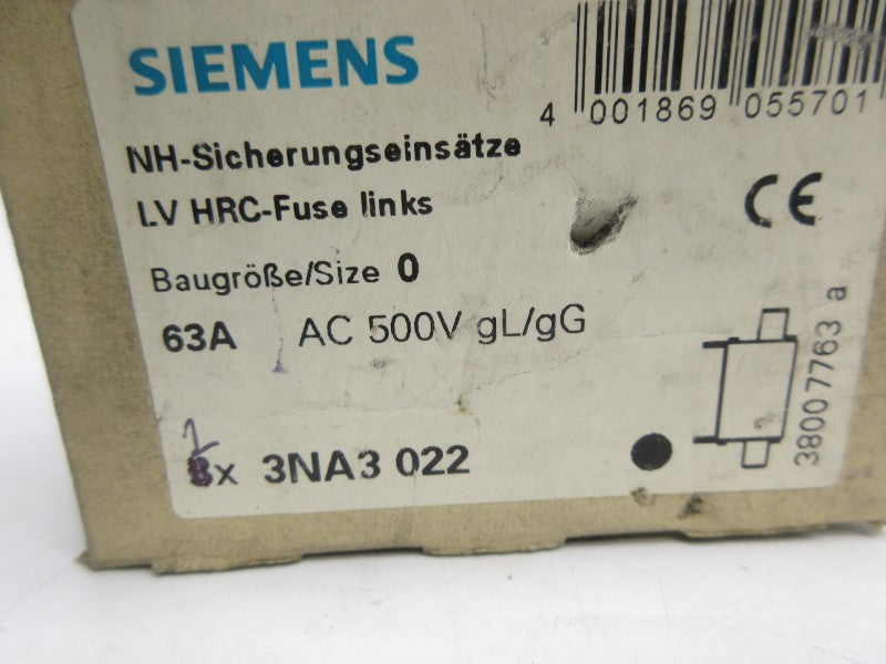 SIEMENS 3NA3022 500VAC 63A (PKG OF 2) NSMP