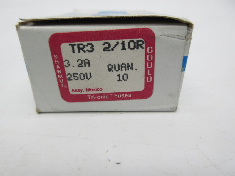 GOULD SHAWMUT TR3-2/10R 250VAC 3-2/10A (PKG OF 10) (WH/GR) NSMP
