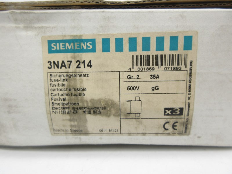 SIEMENS 3NA7214 500V 35A (PKG OF 3) NSMP