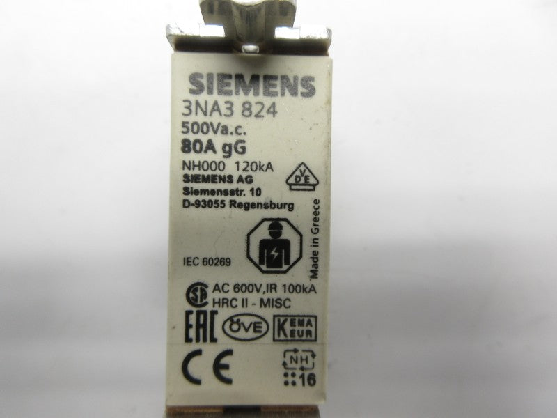 SIEMENS 3NA3824 500VAC 80A NSNP