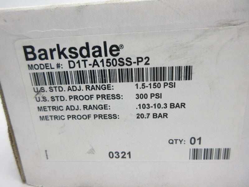BARKSDALE D1T-A150SS-P2 480VAC 3A 1.5-150PSI NSMP