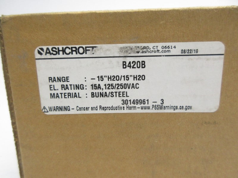 ASHCROFT B420B 125/250VAC 15A -15INH2O/15INH2O NSMP