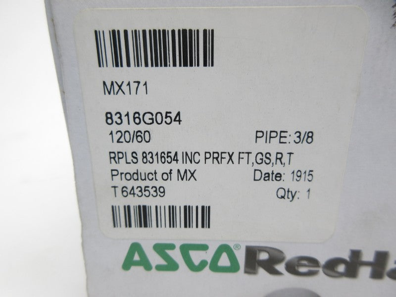ASCO 8316G054 110/120V 10-150PSI 3/8" NSMP
