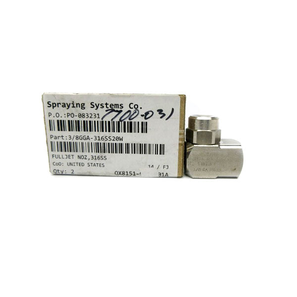 SPRAYING SYSTEMS 3/8GGA-316SS20W (PKG OF 2) NSMP