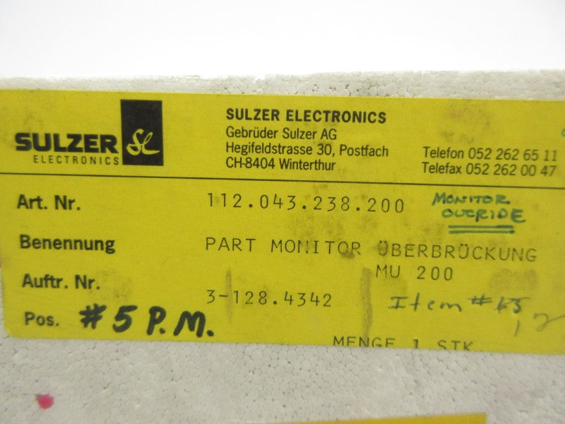 SULZER 112.043.238.200 MU200 NSMP