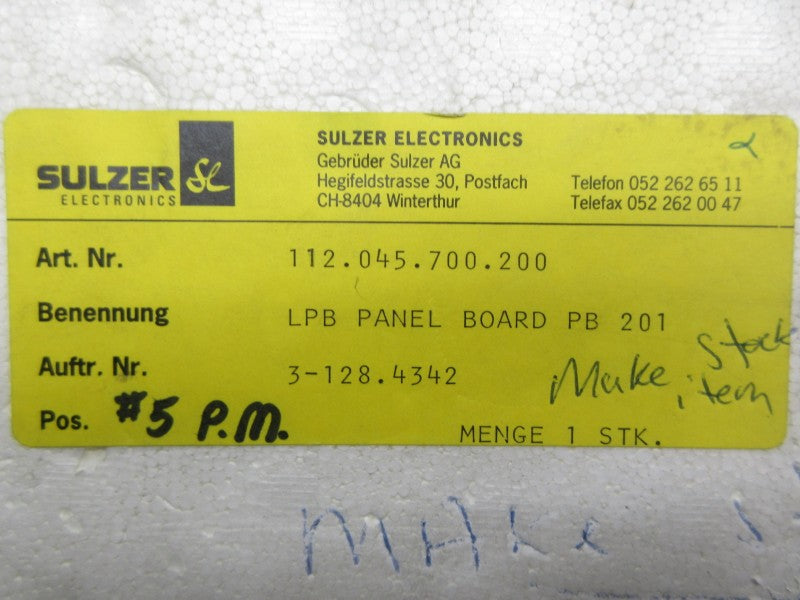 SULZER 112.045.700.200 PB201 NSMP