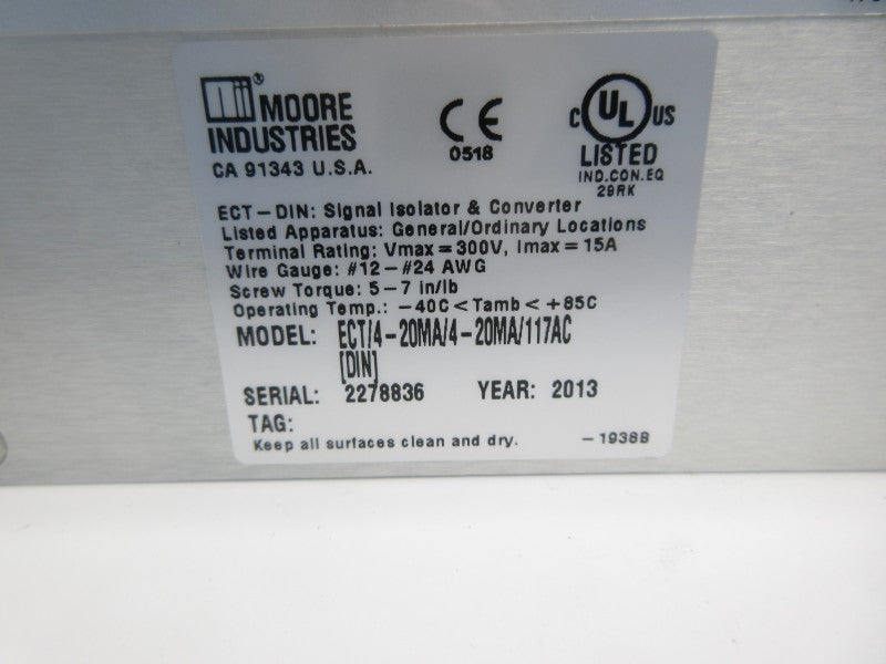 MOORE INDUSTRIES ECT/4-20MA/4-20MA/117AC[DIN] 300V 15A NSNP