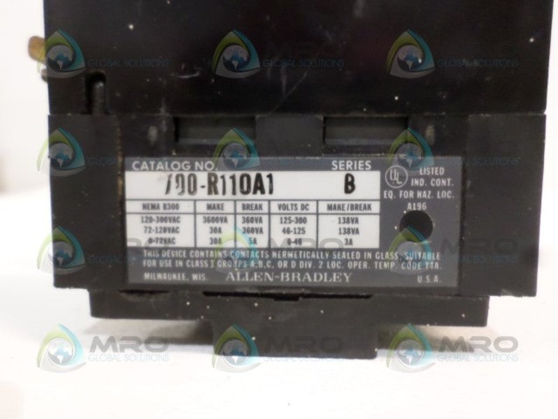 ALLEN BRADLEY 700-R110A1 SER. B RELAY UNMP