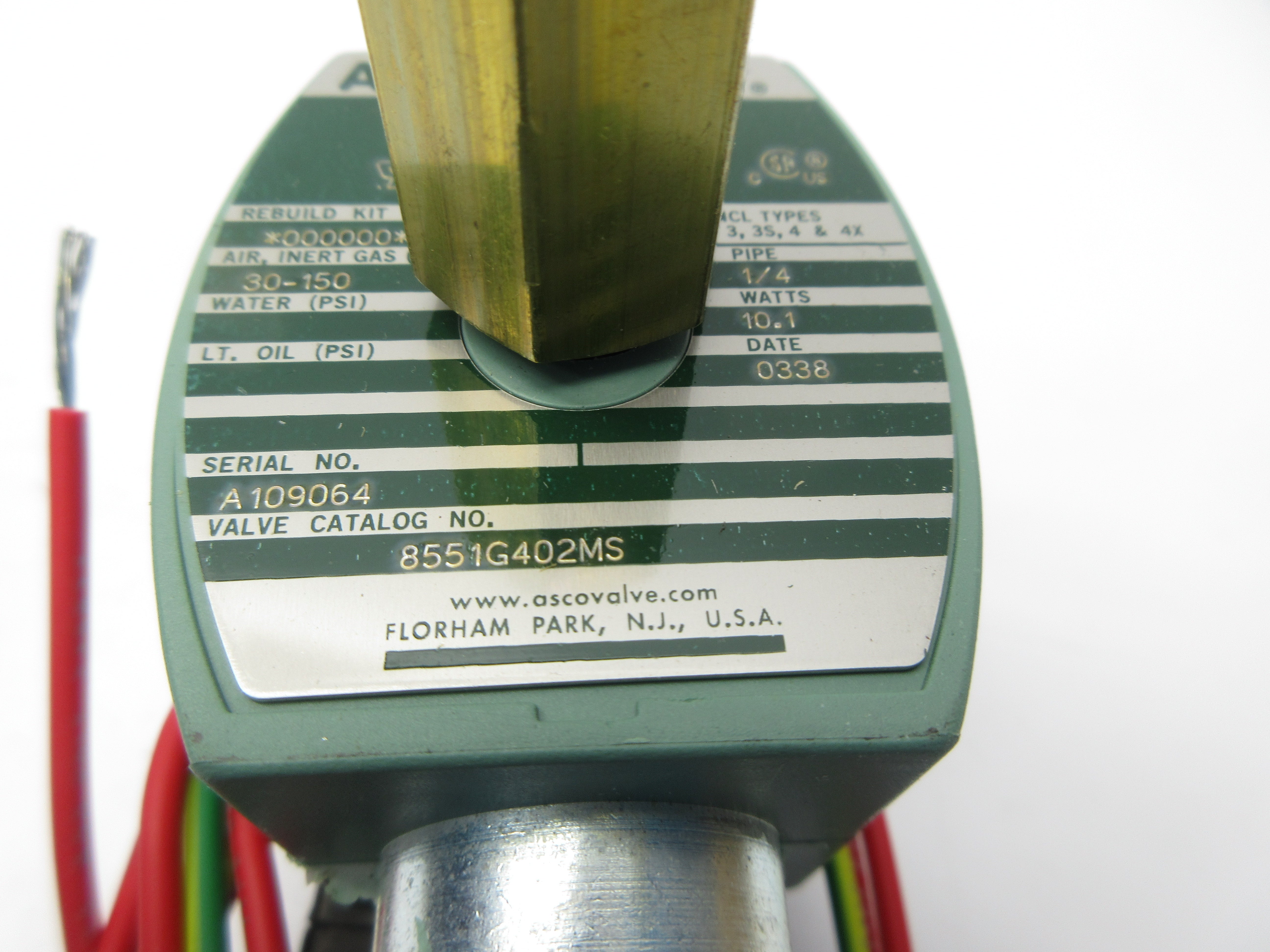 ASCO 8551G402MS 110/120V 30-150PSI 1/4" NSNP