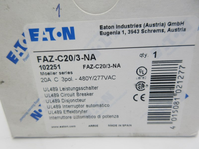 EATON FAZ-C20/3-NA 277VAC 20A NSMP