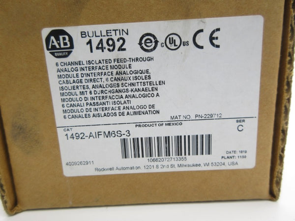 ALLEN BRADLEY 1492-AIFM6S-3 SER. C 132VAC NSMP