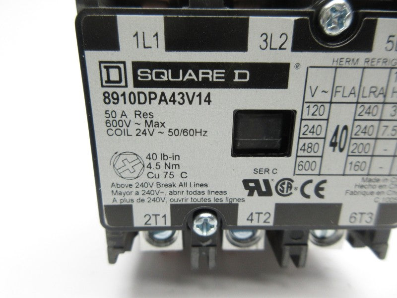 SQUARE D 8910DPA43V14 SER. C 24V 50A NSNP