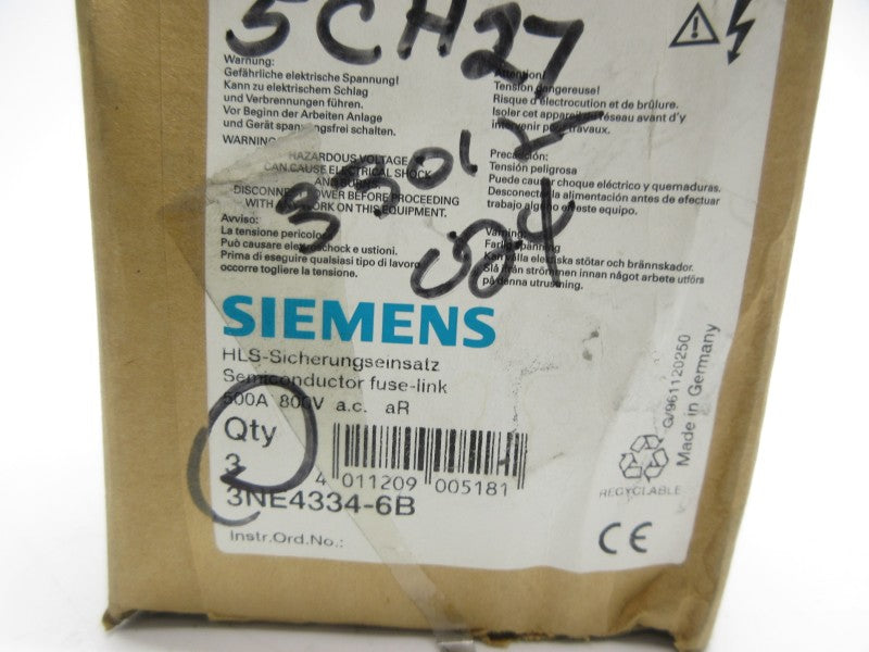 SIEMENS 3NE4334-6B 800VAC 500A (PKG OF 3) NSFS