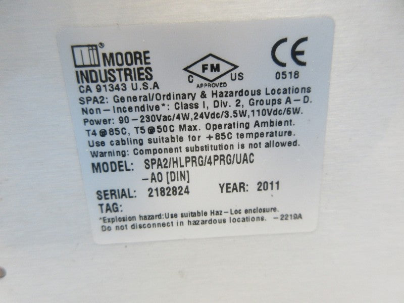 MOORE INDUSTRIES SPA2-HLPRG/4PRG/UAC-A0[DIN] 90-230VAC NSNP