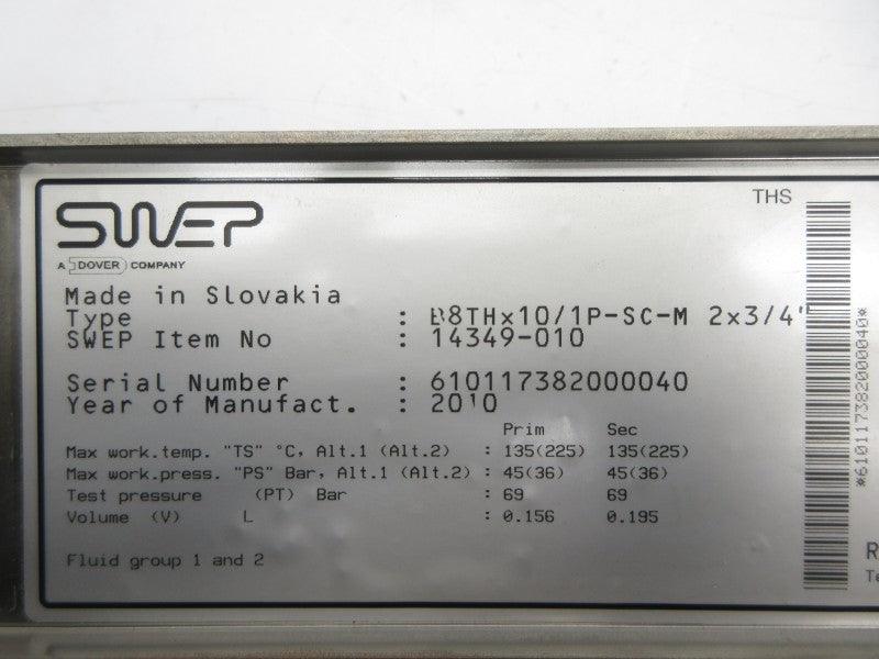 DOVER B8THX10/1P-SC-M2X3/4 1439-010 NSNP
