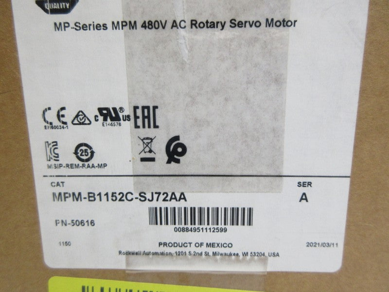ALLEN BRADLEY MPM-B1152C-SJ72AA SER. A 480V NSMP