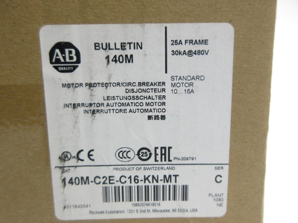 ALLEN BRADLEY 140M-C2E-C16-KN-MT SER. C 480V 10-16A (BR/WH) NSMP
