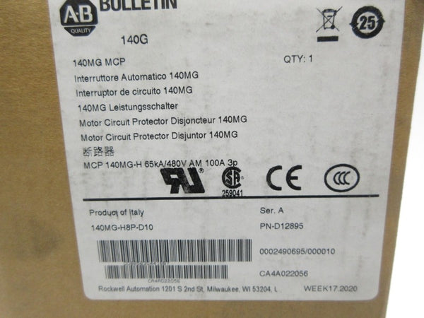 ALLEN BRADLEY 140MG-H8P-D10 SER. A 480V 125A (BR/WH) NSMP