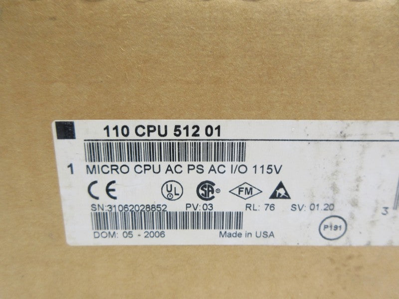 SCHNEIDER AUTOMATION 110CPU51201 115VAC NSMP