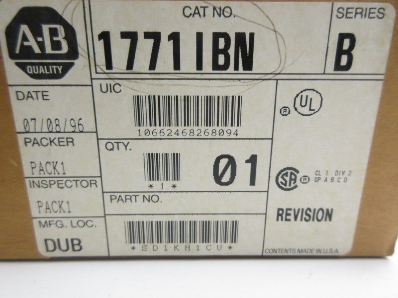 ALLEN BRADLEY 1771-IBN SER. B 5VDC 0.28A (NO TERMINAL) NSMP