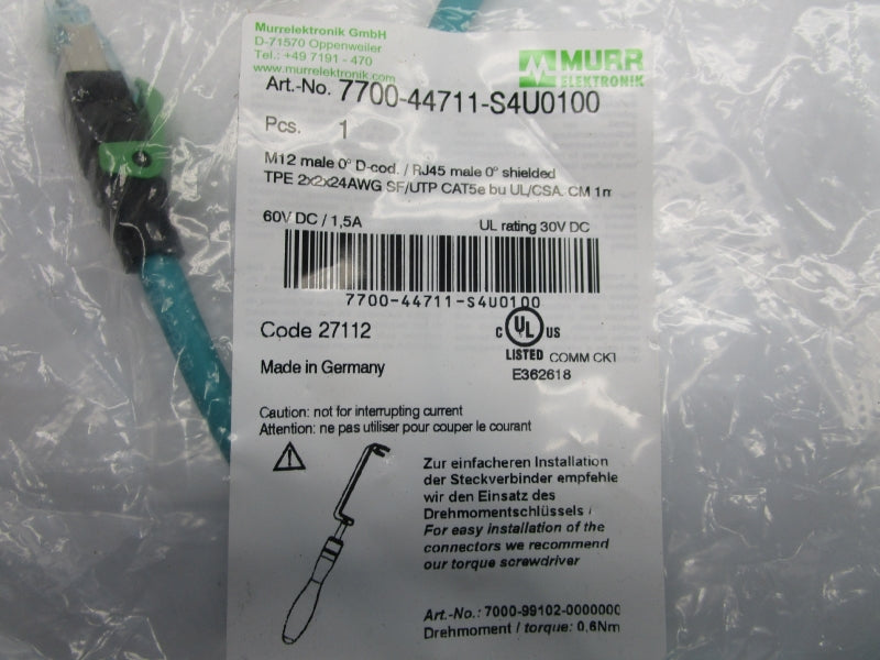 MURR ELEKTRONIK 7700-44711-S4U0100 60VDC 1.5A NSMP
