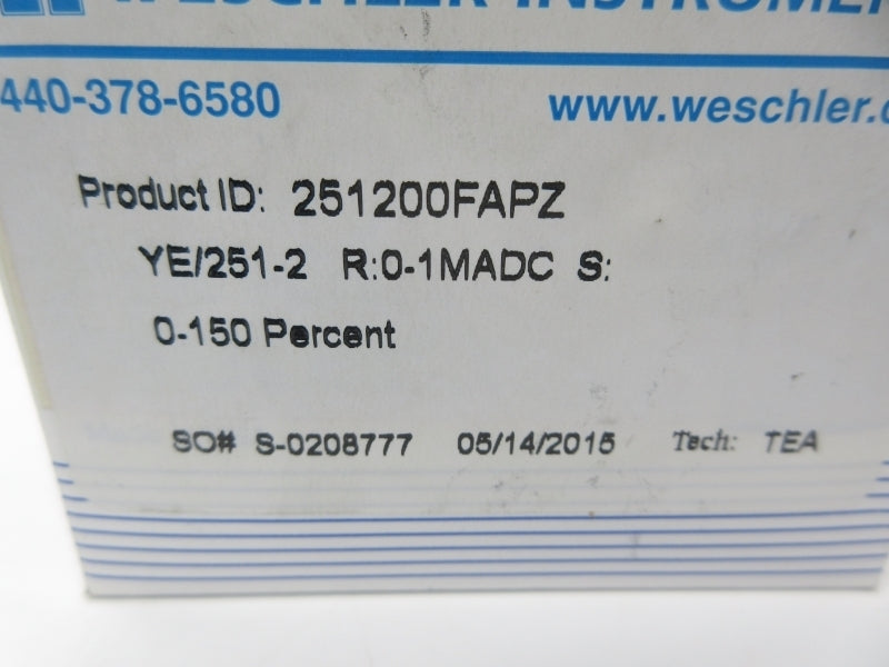 WESCHLER INSTRUMENTS 251200FAPZ 0-150% NSMP