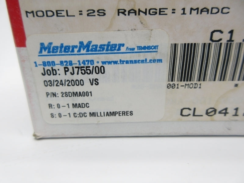METER MASTER 2SDMA001 PJ755/00 0-1DCMA NSMP