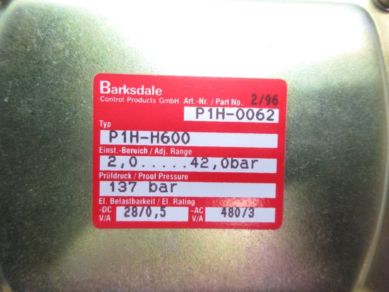 BARKSDALE P1H-H600 480VAC NSNP