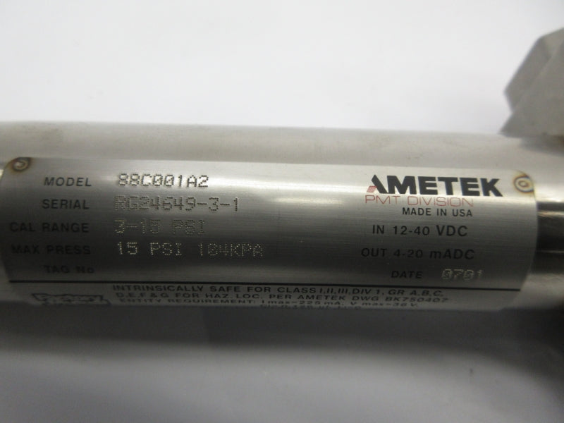AMETEK 88C001A2 12-40VDC 3-15PSI NSNP