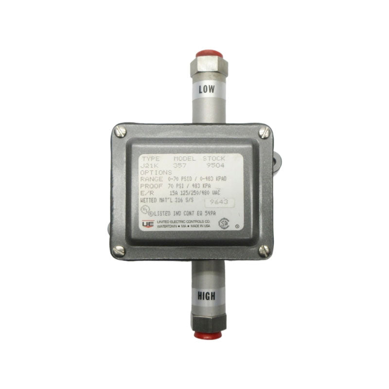 UNITED ELECTRIC J21K-357-9504 480VAC 15A 70PSI NSNP