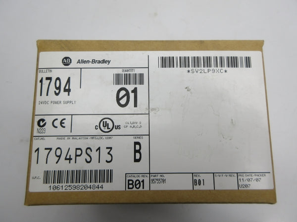 ALLEN BRADLEY 1794-PS13 SER. B 24VDC DATE: 2007 REV. B01 NSFS