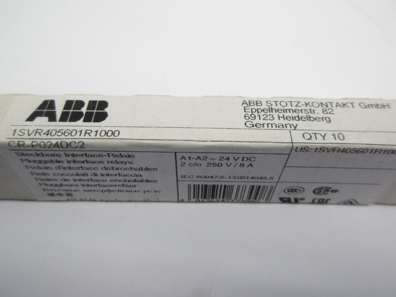 ABB 1SVR405601R1000 CR-P024DC2 250V 8A (PKG OF 10) NSMP