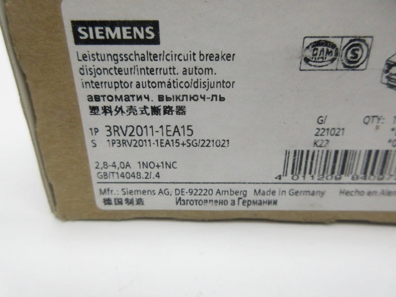 SIEMENS 3RV2011-1EA15 2,8-4,0A NSMP