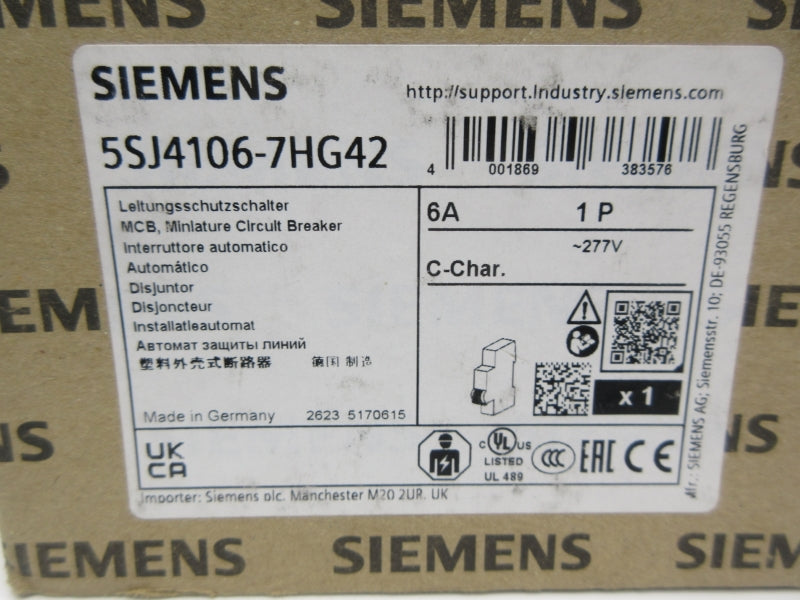 SIEMENS 5SJ4106-7HG42 277V 6A NSMP