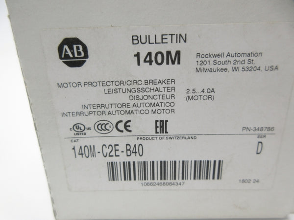 ALLEN BRADLEY 140M-C2E-B40 SER. D 2.5-4.0A (WH) NSMP