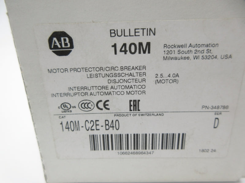 ALLEN BRADLEY 140M-C2E-B40 SER. D 2.5-4.0A (WH) NSMP