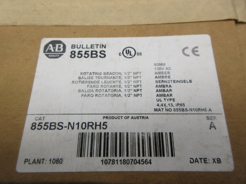 ALLEN BRADLEY 855BS-N10RH5 SER. A 120VAC (BR/WH) NSFS