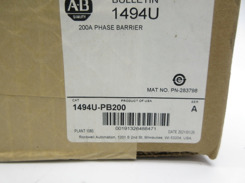 ALLEN BRADLEY 1494U-PB200 SER. A 200A (BR/WH) NSFS