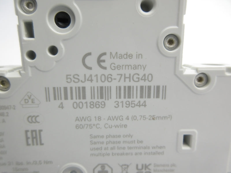 SIEMENS 5SJ4106-7HG40 240V 6A NSNP