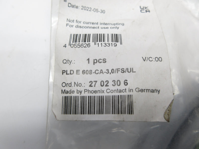 PHOENIX CONTACT PLDE608-CA-3,0/FS/UL 2702306 NSMP